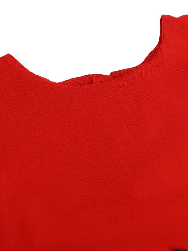 Girls White & Red Short Sleeve Printed Dress image number 2
